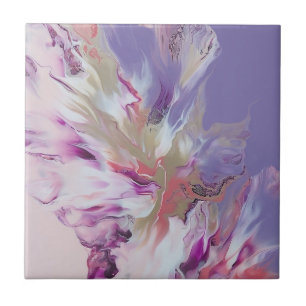 Rose and Lavender Burst Abstract Tile