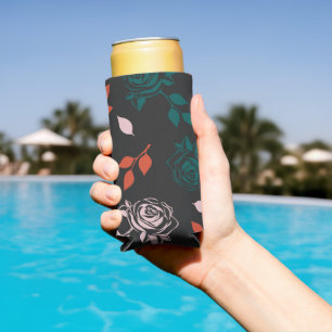 Rose and Leaves Pattern Seltzer Can Cooler