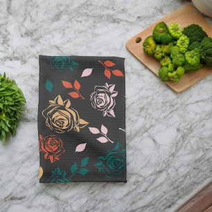 Rose and Leaves Pattern Tea Towel