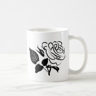 Rose and Leaves Sketch Coffee Mug