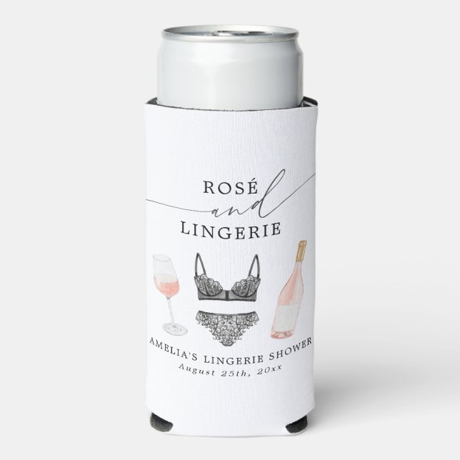 Rosé and Lingerie Bridal Shower Seltzer Can Cooler (Seltzer Front)
