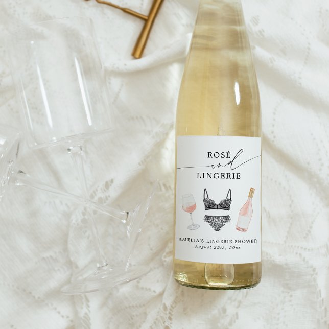 Rosé and Lingerie Bridal Shower Wine Label (Creator Uploaded)