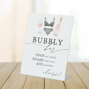 Rosé and Lingerie Bubbly Bar Pedestal Sign