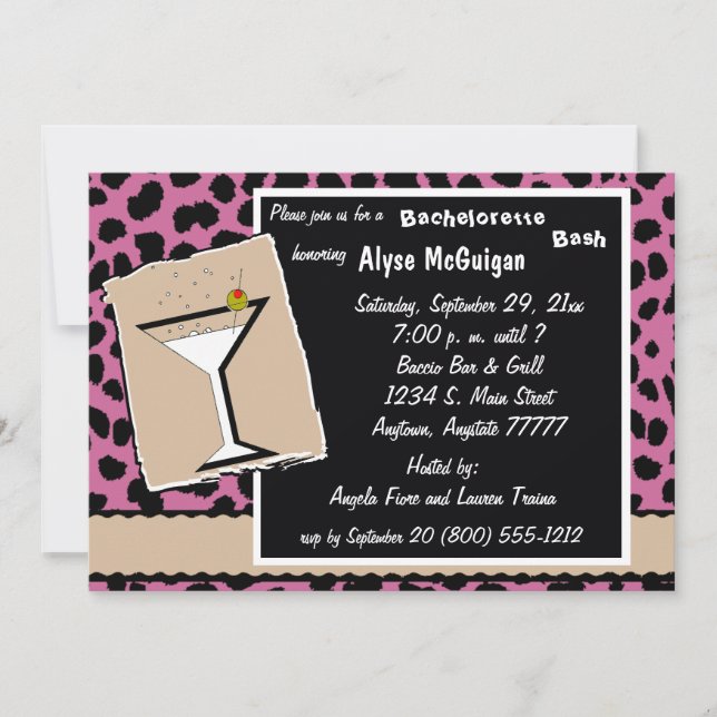 Rose And Milk Chocolate Leopard Party Invitation (Front)