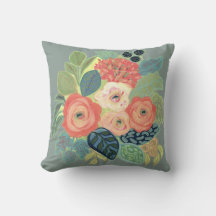 Rose and Mum Pillow-Silver Sky