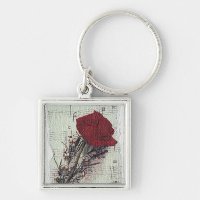 <Rose and Music> by Kim Koza 2 Key Ring (Front)
