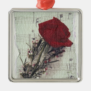 <Rose and Music> by Kim Koza 2 Metal Tree Decoration