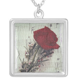 <Rose and Music> by Kim Koza 2 Silver Plated Necklace