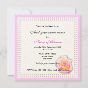 rose and pink dots all party invitation