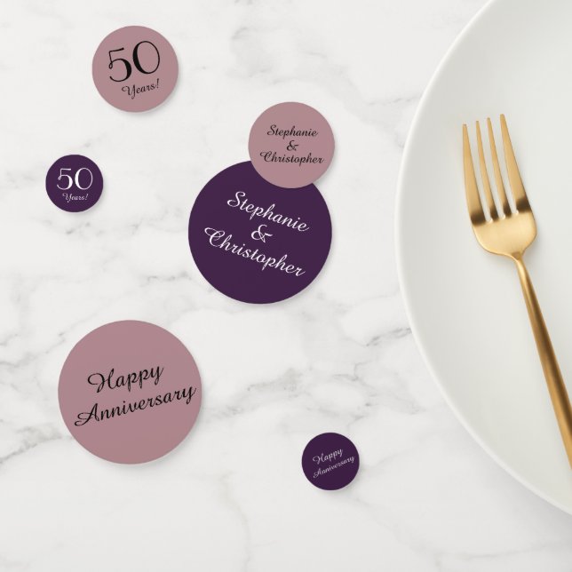 Rose and Purple 50th Anniversary Table Decoration Confetti (Group)