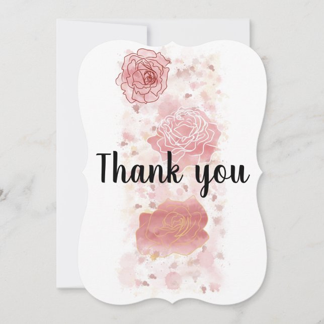 Rose and Rosé Thank You Card (Front)