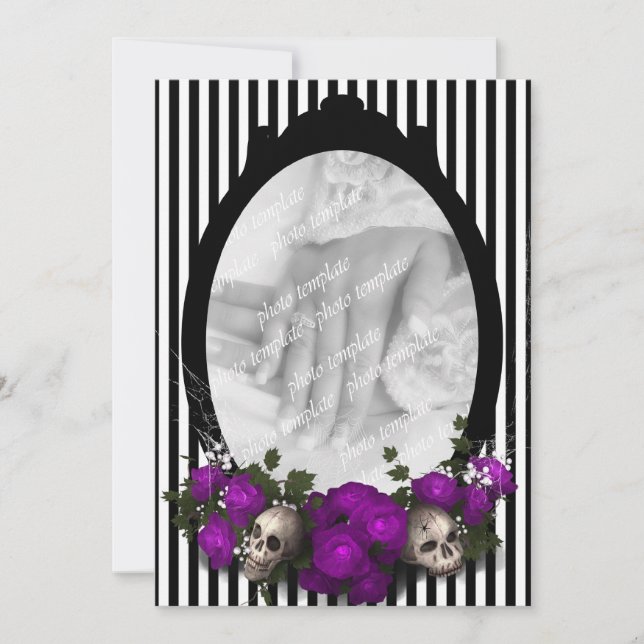 Rose and Skull Frame Goth Wedding Invitation (Front)