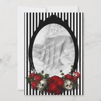Rose and Skull Frame Goth Wedding Invitation