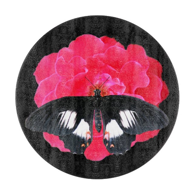 Rose and Swallowtail Cutting Board (Front)