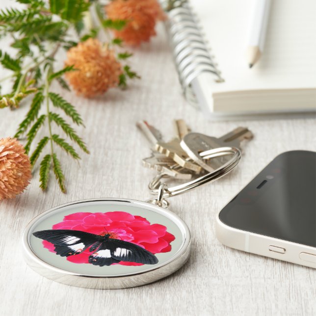 Rose and Swallowtail Key Ring (Side)