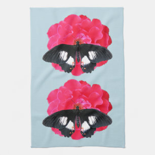 Rose and Swallowtail Tea Towel