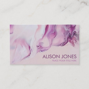 Rose and Violet Burst Abstract Acrylic Pour Business Card