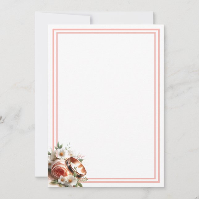 Rose and Wedding Ring Invitation (Front)