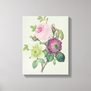 Rose, anemone and Clematide Canvas Print