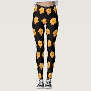 Rose Apricot and Black Leggings