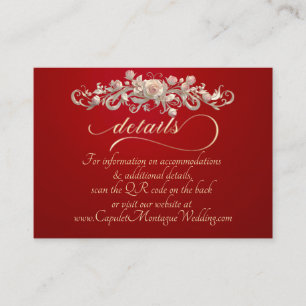 Rose Arc Border, QR Code - Red Enclosure Card