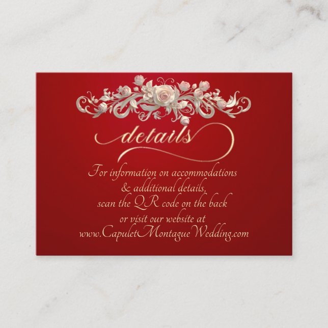 Rose Arc Border, QR Code - Red Enclosure Card (Front)