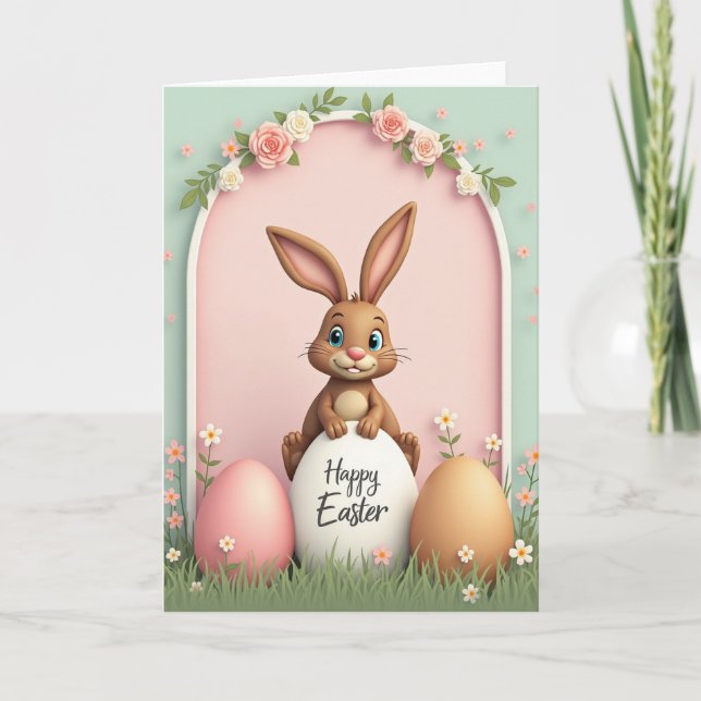 Rose Arch Easter Bunny Card (Front)