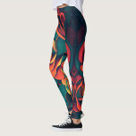Rose Art Leggings<br><div class="desc">Pretty Colourful Orange and Green Floral Style Leggings</div>