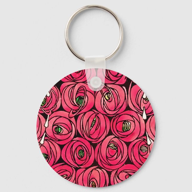 Rose Art Nouveau Macintosh Stylized Key Ring (Front)