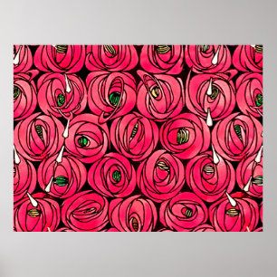 Rose Art Nouveau Rennie Macintosh Graphic Poster