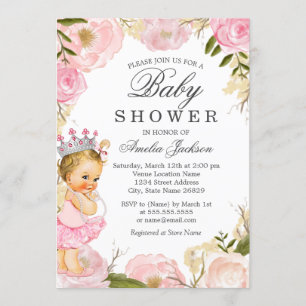 Rose Baby Princess It's a Girl Baby Shower Invite