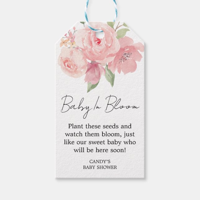 Rose Baby Shower Seed Gift Tags (Front)