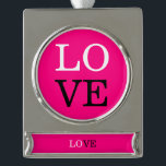 Rose Background Love Wedding Silver Plated Banner Ornament<br><div class="desc">Plain Minimalist Modern Designs. They're all simple,  modern,  attractive.</div>