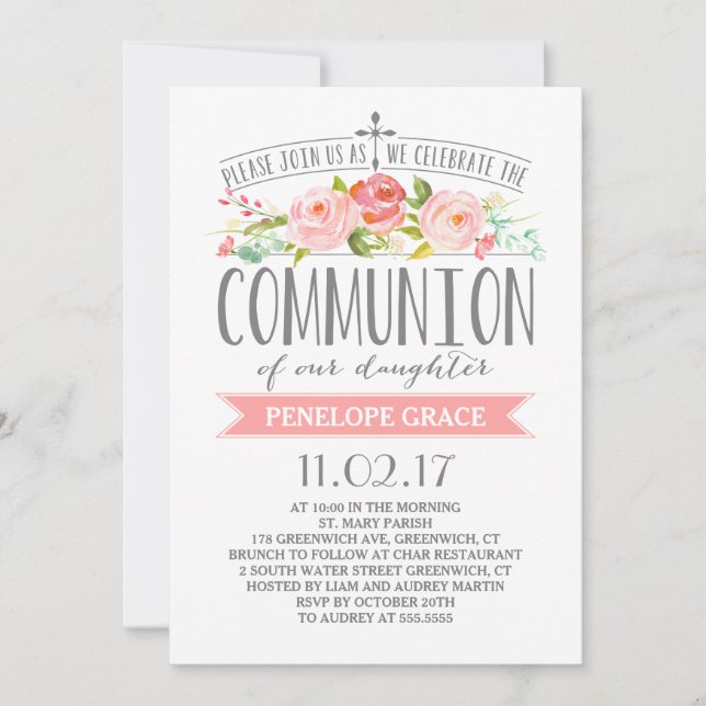 Rose Banner | Communion Invitation (Front)