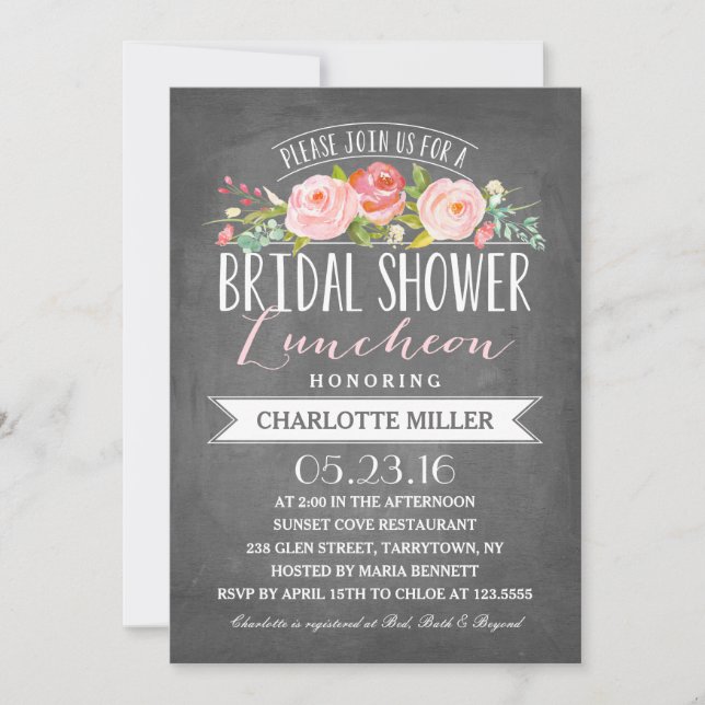 Rose Banner Luncheon Bridal Shower Invitation (Front)