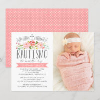 Rose Banner Pink with Photo | Spanish Bautismo