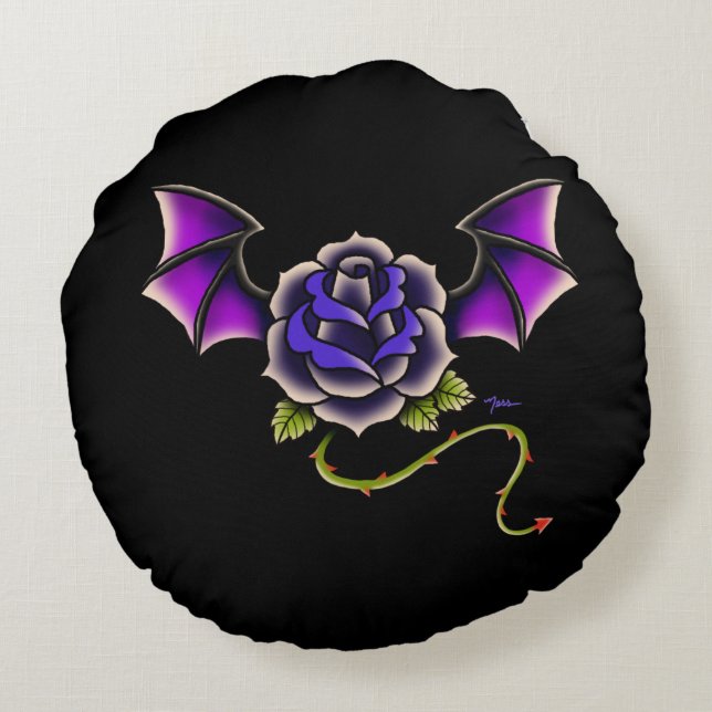 Rose Bat Round Cushion (Back)