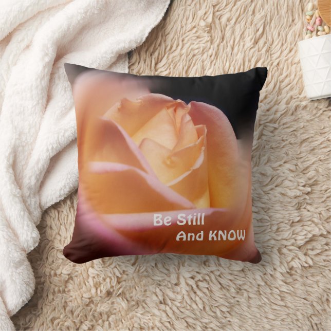 Rose Be Still And Know Inspirational Quote    Cushion (Blanket)
