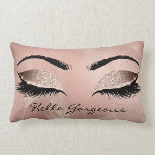 Rose Beauty Marble Makeup Lashes Hello Gorgeous Lumbar Cushion