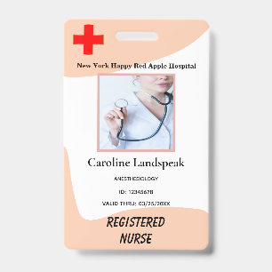 Rose Beige Employee Photo Logo for Hospital Nurse ID Badge