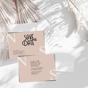 Rose Beige Minimalist & Elegant Bold Initials Save The Date