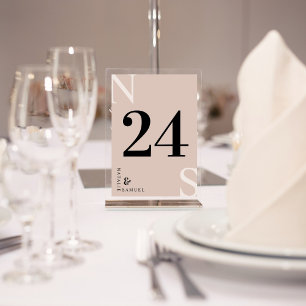 Rose Beige Minimalist & Elegant Bold Initials Table Number
