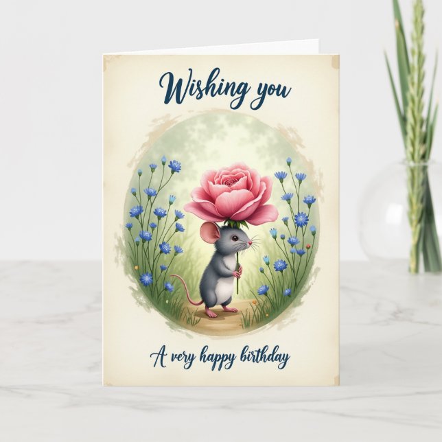 Rose Birthday Creature Card (Front)