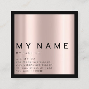 Rose Black Square Simply Modern Minimal Logo Appointment Card