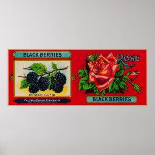 Rose Blackberry Label Poster