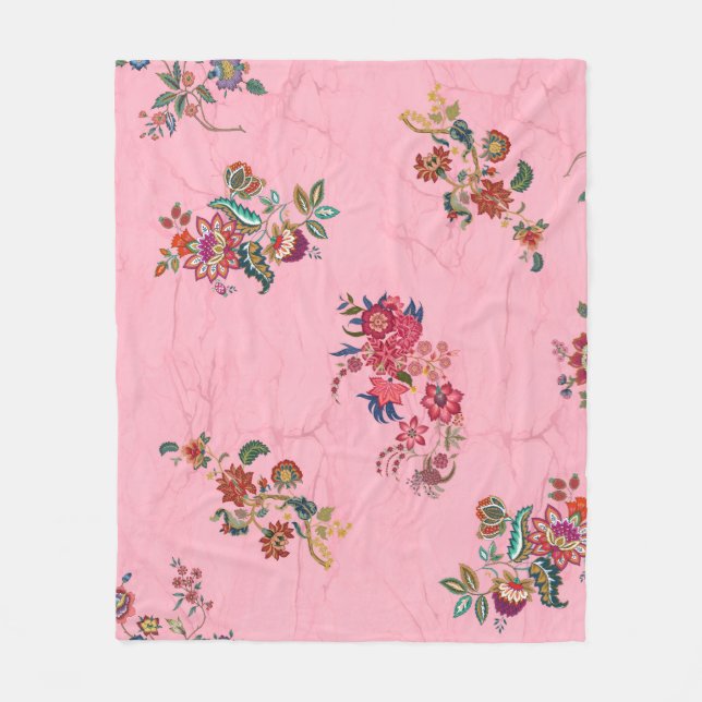 "Rose Bloom Elegance" Fleece Blanket (Front)