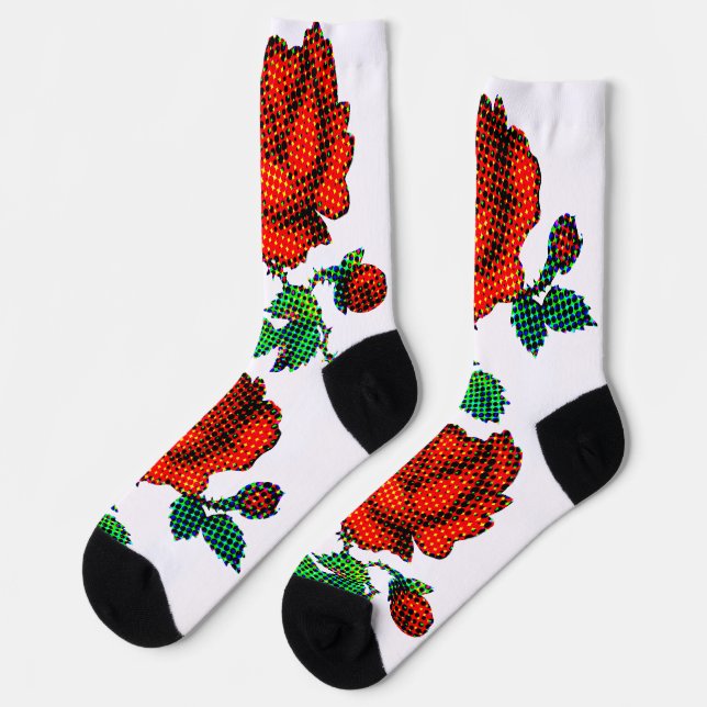 Rose Bloom Halftone Fine Art Socks (Left)