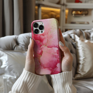 Rose Bloom – Pink Watercolor & Gold Phone Case