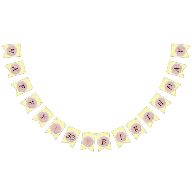 Rose Blossom / Pink & Yellow / 30th Birthday Bunting (All)