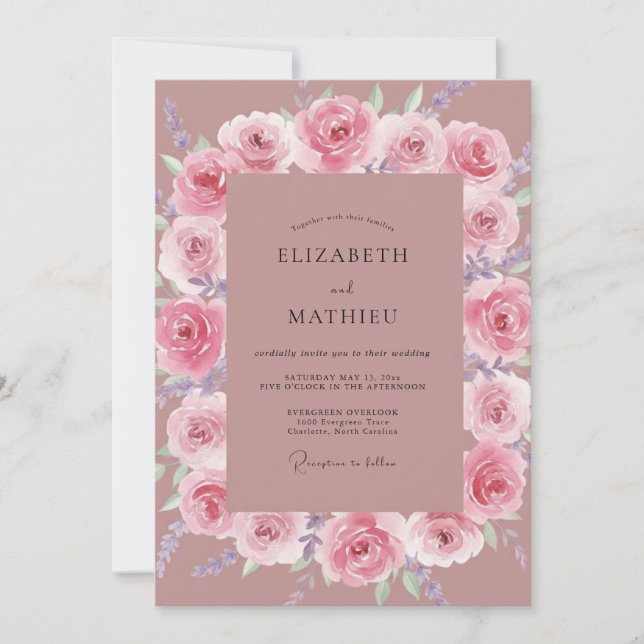 Rose Blossom Wedding Invitation (Front)